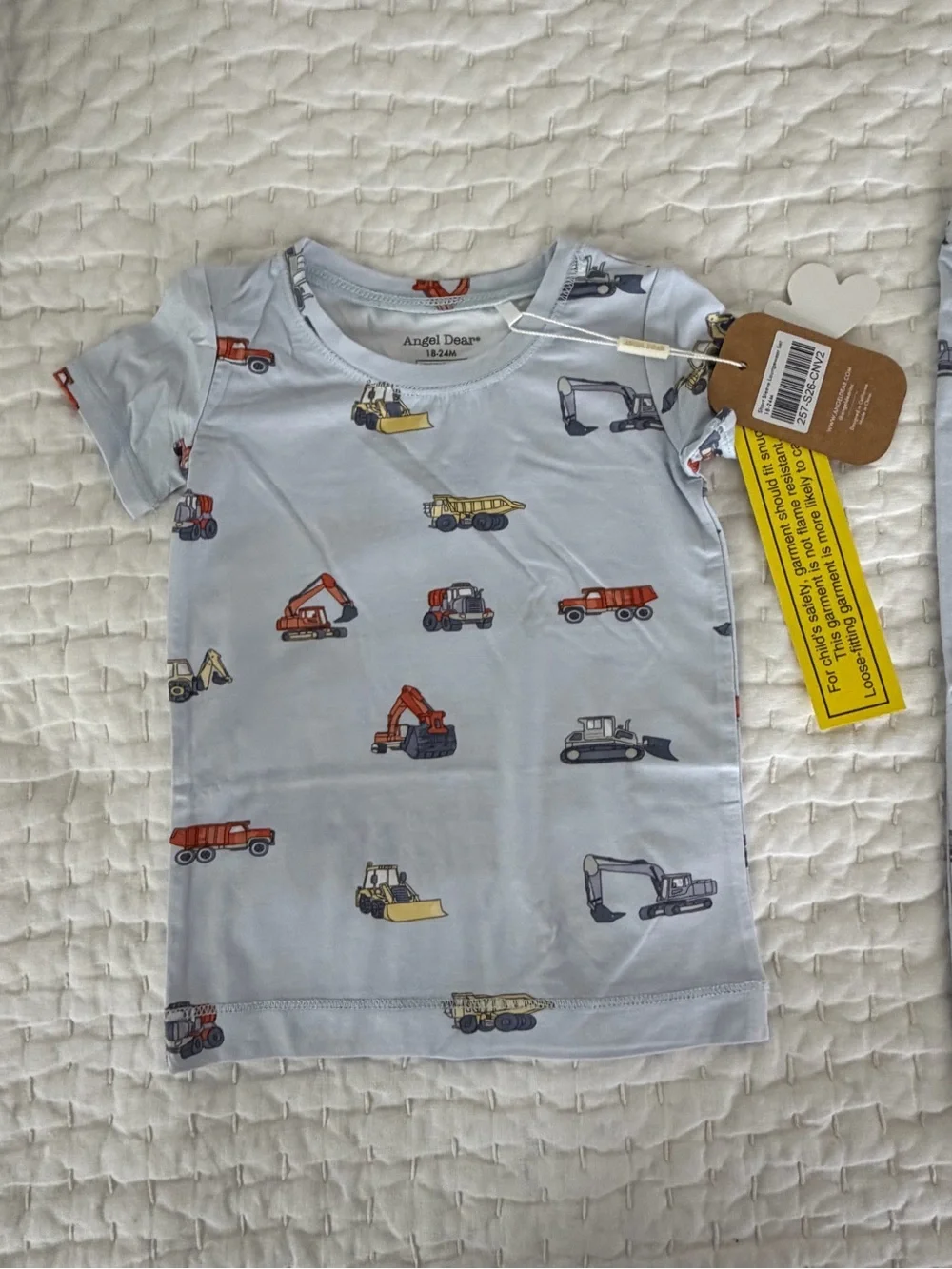 NWT Angel Dear Bamboo Short Sleeve & Pants Construction Truck Pajama Set 18-24M